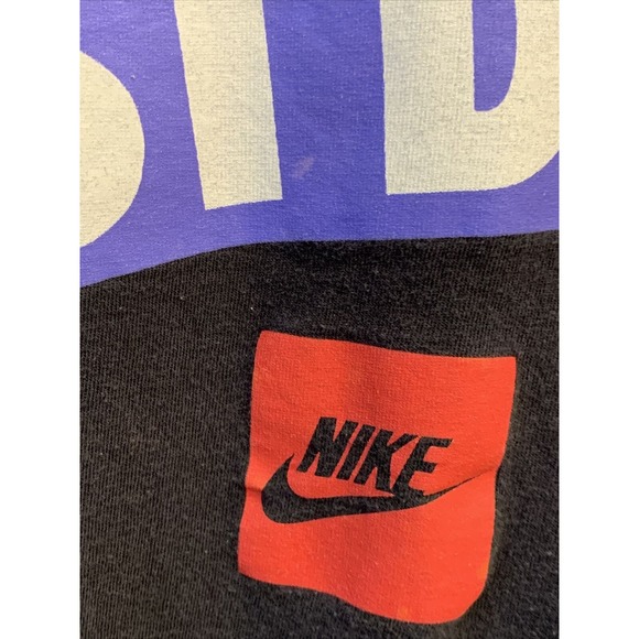 VTG NIKE Just Do It BLACK/BLUE Box Logo Shirt Men’s SMALL RARE Made in USA - Picture 3 of 6